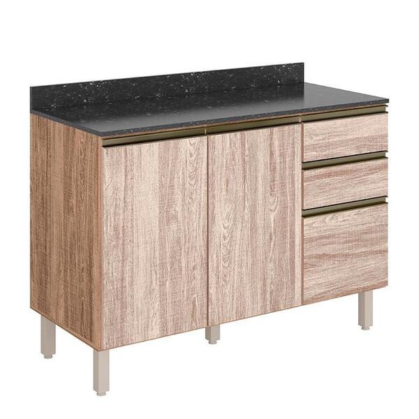 Balcão Pia Kali Premium 120cm 2 Portas Com Tampo Mdf 15mm - N