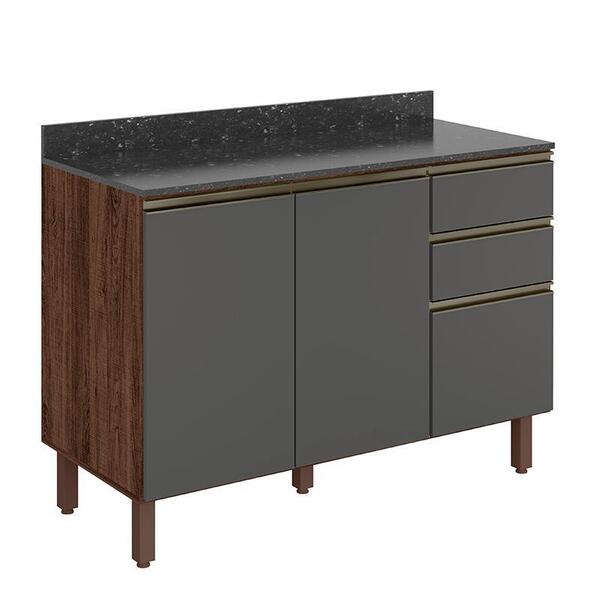 Balcão Pia Kali Premium 120cm 2 Portas Com Tampo Mdf 15mm - N