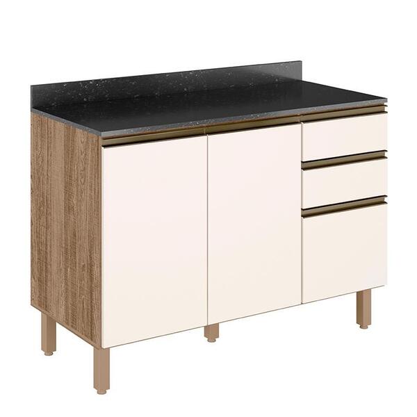 Balcão Pia Kali Premium 120cm 2 Portas Com Tampo Mdf 25mm - N