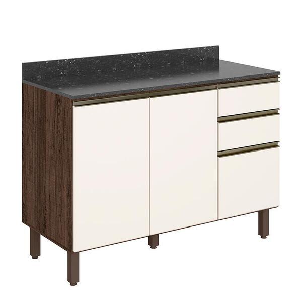 Balcão Pia Kali Premium 120cm 2 Portas Com Tampo Mdf 25mm - N