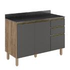 Balcão Pia Kali Premium 120cm 2 Portas Com Tampo Mdf 25mm - N