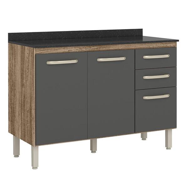 Balcão Pia Loá 2 Portas E 3 Gavetas Com Tampo Mdp - Nicioli