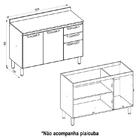Balcão Pia Loá 2 Portas E 3 Gavetas Com Tampo Mdp - Nicioli