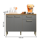 Balcão Pia Para Cozinha 2 Portas Corunha Freijó Gris