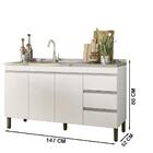 Balcão Pia Sem Tampo 147 Cm 3 Pt E 3 Gv 6300 Plla