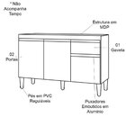 Balcão Pia Tatiane 118cm 3 Portas Sem Tampo - Ajl Móveis