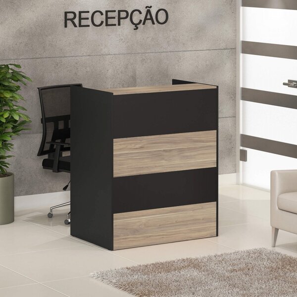 Balcão Recepção 90cm Espresso Móveis Calvi/preto