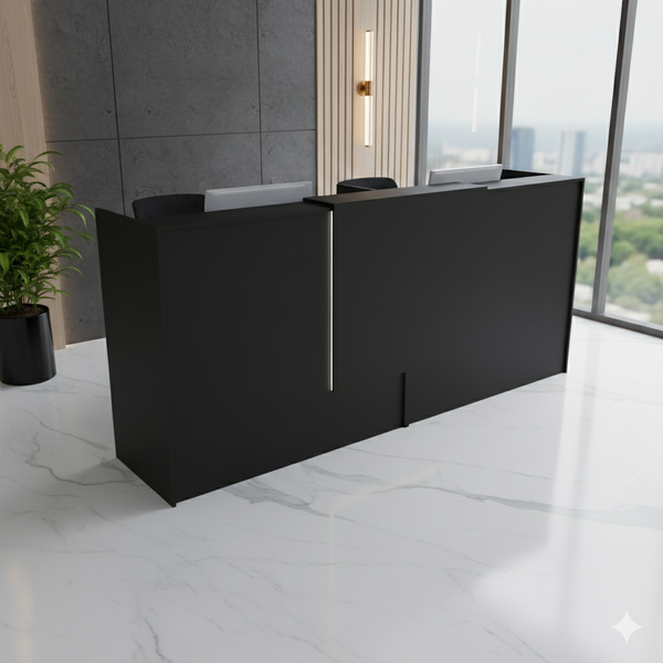 Balcão Recepção Caixa 200cm Preto- Linha Premium - Mod 2.1