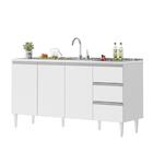 Balcão Recife 1,60 Mt - 3 Gavetas 3 Portas  Branco