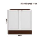 Balcão Retrô 80 Cm 2 Portas Estilo Americano Nogueira Branco