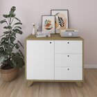 Balcão Retrô Para Escritório1 Porta 3 Gavetas Lugano  Olmo/br