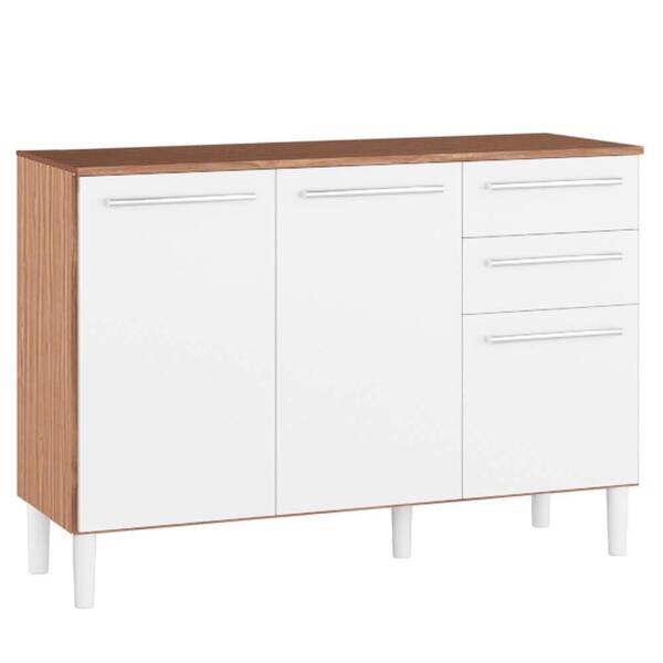 Balcão Ronipa Carmenere 120cm 3 Portas 2 Gavetas- Sevilha/bra