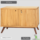 Balcão Rústico 2 Portas E Pés Palitos - Madeira Maciça - Mel