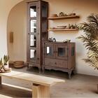 Balcão Rústico Com Cristaleira Torre Alta Imbuia D120vl D161v