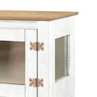 Balcão Rústico Madeira Maciça 2 Portas Vidro Lateral Branco G