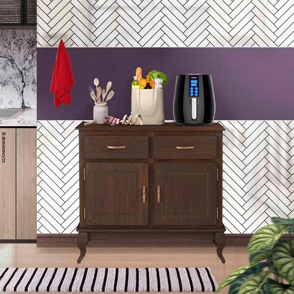 Balcão Rústico Para Cozinha 2 Portas 2 Gavetas Madeira Maciça