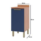 Balcão Sálvia 40cm Com Tampo 1 Porta Azul/freijó