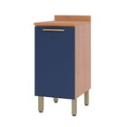 Balcão Sálvia 40cm Com Tampo 1 Porta Azul/freijó