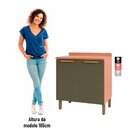 Balcão Sálvia 80cm Com Tampo 2 Portas Freijó/verde