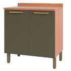 Balcão Sálvia 80cm Com Tampo 2 Portas Freijó/verde