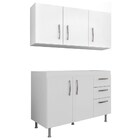 Balcão Sem Tampo 02 Portas Com Armário Aéreo 03 Portas 118 Cm