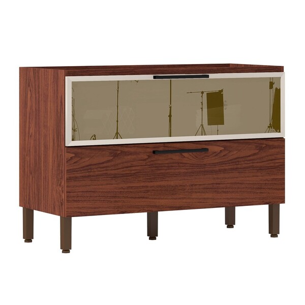 Balcão Sem Tampo 120cm 1 Porta Basculante Vidro 1 Gaveta 929