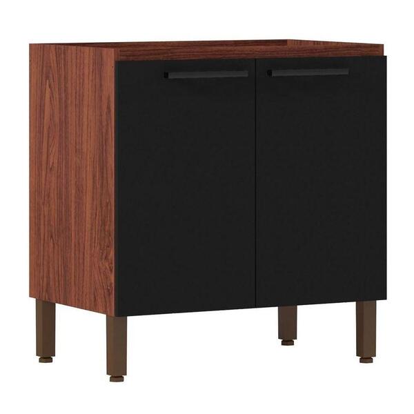 Balcão Sem Tampo 70cm 2 Portas Viv Concept 949 Nogueira/black