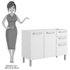 Balcão Sem Tampo Evidence Aço 3 Portas 2 Gavetas 7024 Branco