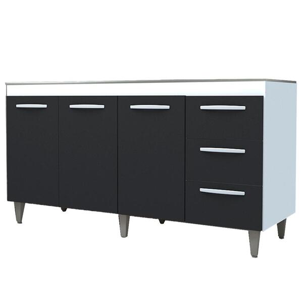 Balcao Sem Tampo Para Pia 160cm 9140 Branco Preto Mobbs