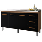 Balcao Sem Tampo Para Pia 160cm 9140 Branco Preto Mobbs