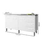 Balcao Sem Tampo Para Pia 160cm 9140 Branco Preto Mobbs