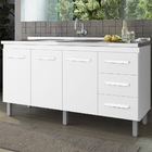 Balcao Sem Tampo Para Pia 160cm 9140 Branco Preto Mobbs