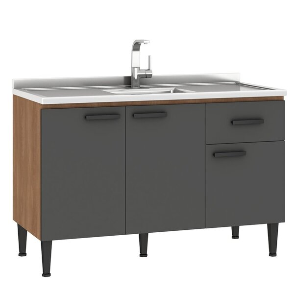 Balcão Sem Tampo Para Pia 3 Portas 1 Gaveta Max Manchester/gr