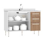 Balcão Sem Tampo Para Pia De Cozinha 120cm 2 Portas 3 Gavetas