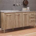 Balcão Simone 158cm Sem Tampo 3 Portas 3 Gavetas Carvalho Tan