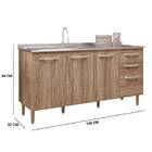 Balcão Simone 158cm Sem Tampo 3 Portas 3 Gavetas Carvalho Tan