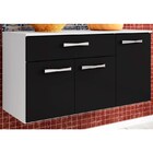 Balcão Suspenso Anita 03 Portas 01 Gaveta Preto - Poquema