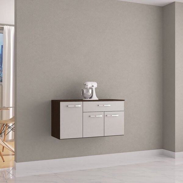 Balcão Suspenso Anita Poquema Móveis Chocolate/offwhite