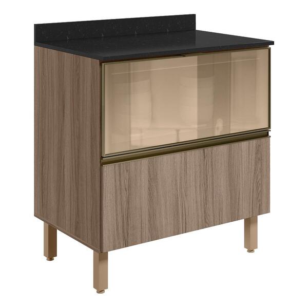 Balcao Tampo 2g Vidro 80cm Mdf Kali 16415 Nicioli