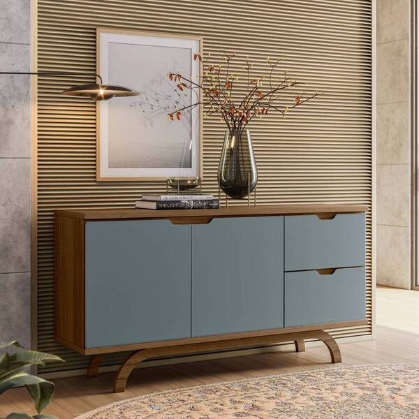 Balcão Vicenza 2 Portas 2 Gavetas Imbuia Cinza Bnn Decor