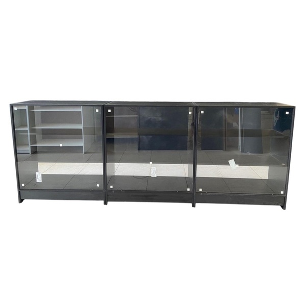 Balcões Mdf + Vidro Expositor  Lojas E Comércios Preto Com 3