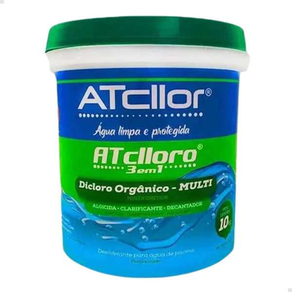 Balde De Cloro 10kg Para Piscina Atcllor 3x1 Multifunção