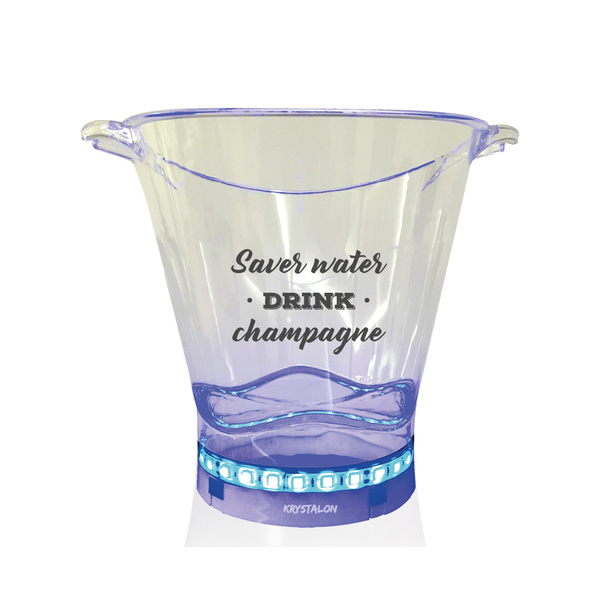 Balde De Gelo Com Led Personalizado Save Water Drink Champagne
