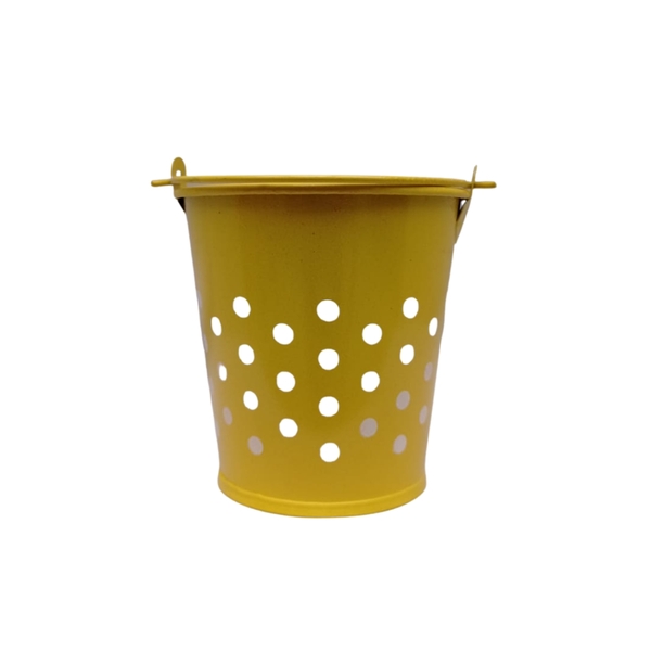 Balde De Metal Colorido Com Bolinhas Enfeite De Decoração Ama
