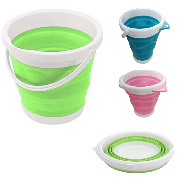 Balde Dobravel Cesto Portátil Sanfonado Flash Mop Silicone 10