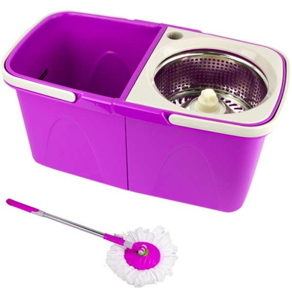 Balde Duplo Spin Mop Easy Clean 360 Cesto Inox - Roxo