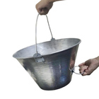 Balde Metal Chapa 10 Litros Pegador Mao Kit 3 Uni Cimento Mas