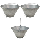 Balde Metal Chapa 10 Litros Pegador Mao Kit 3 Uni Cimento Mas