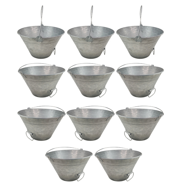 Balde Metal Chapa Natural 10 Litros Kit 11 Uni Obra Construça