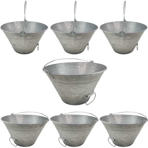 Balde Metal Vernizado 10 Litros Kit 7 Uni  Com Alça Pegador R